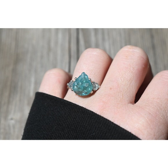 alternative raw diamond engagement ring raw crystal size 4 5 6 7 8 8 9 10 11 12 - Picture 1 of 5